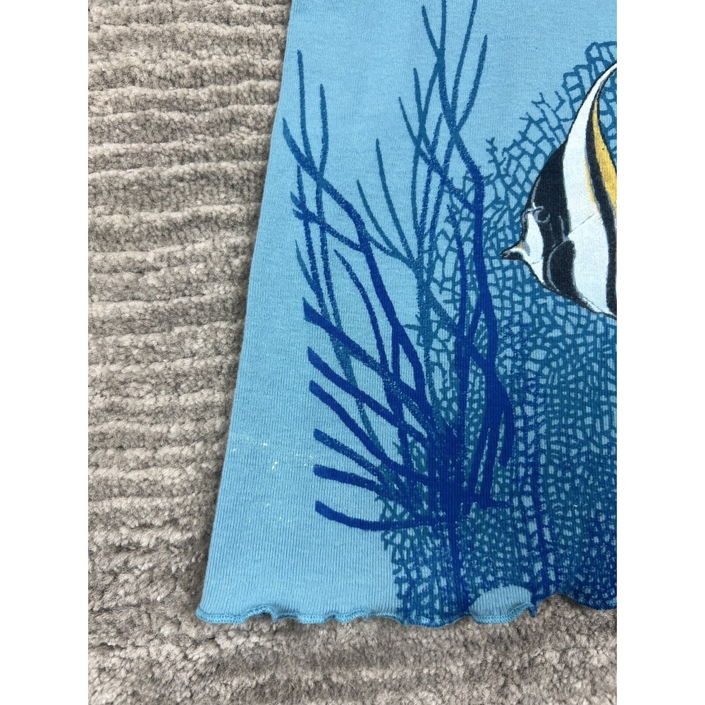 Guy Harvey T-Shirt Womens XL Blue Tropical Fish Graphic Lettuce Hem Scoop Neck - Picture 6 of 10